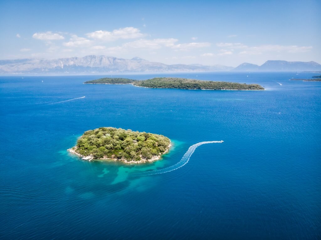 a small island in the middle of the ocean.